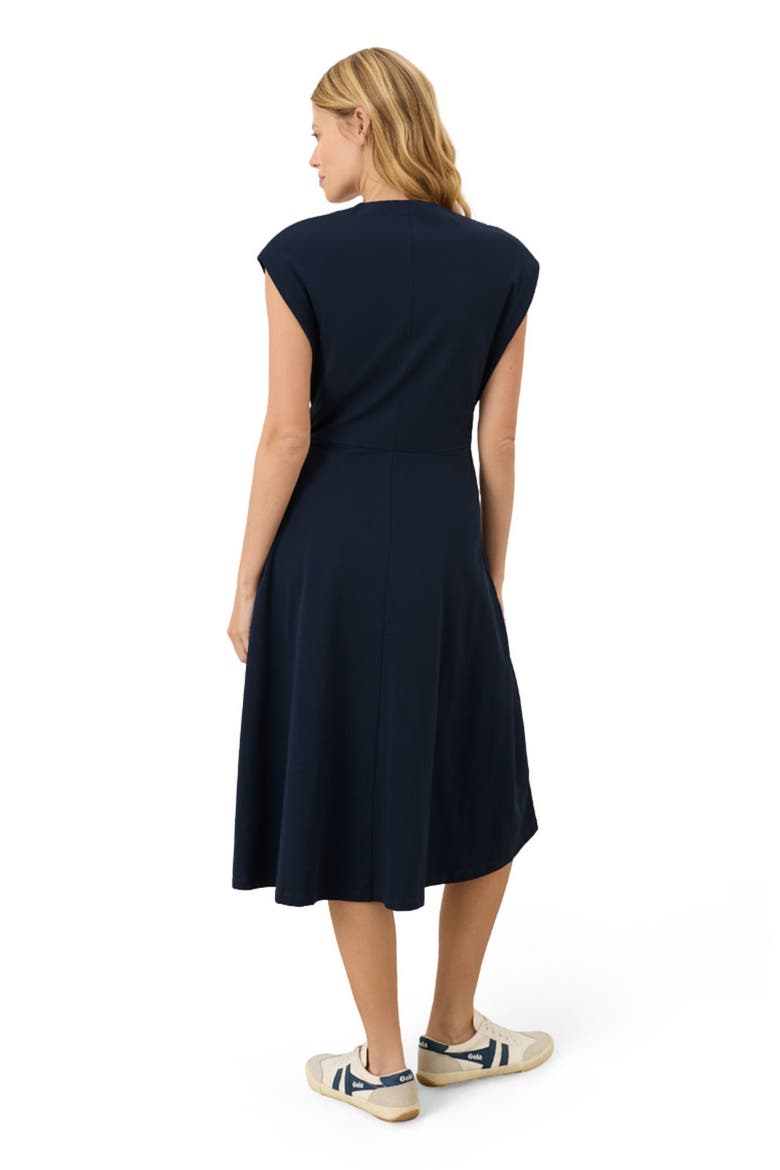 Fit & Flare V-Neck Twist Dress Made With Organic Cotton, Alternate, color, Navy
