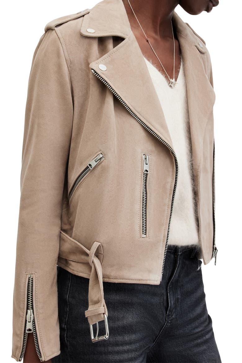Suede Moto Jacket, Alternate, color, WARM TAUPE GREY