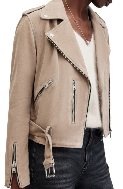 Allsaints Suede Balfern Biker Jacket In Neutral