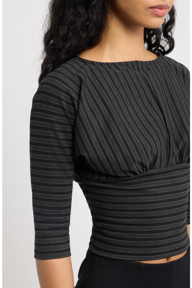 Promesa Pinstripe Ruched Top, Alternate, color, GRIS