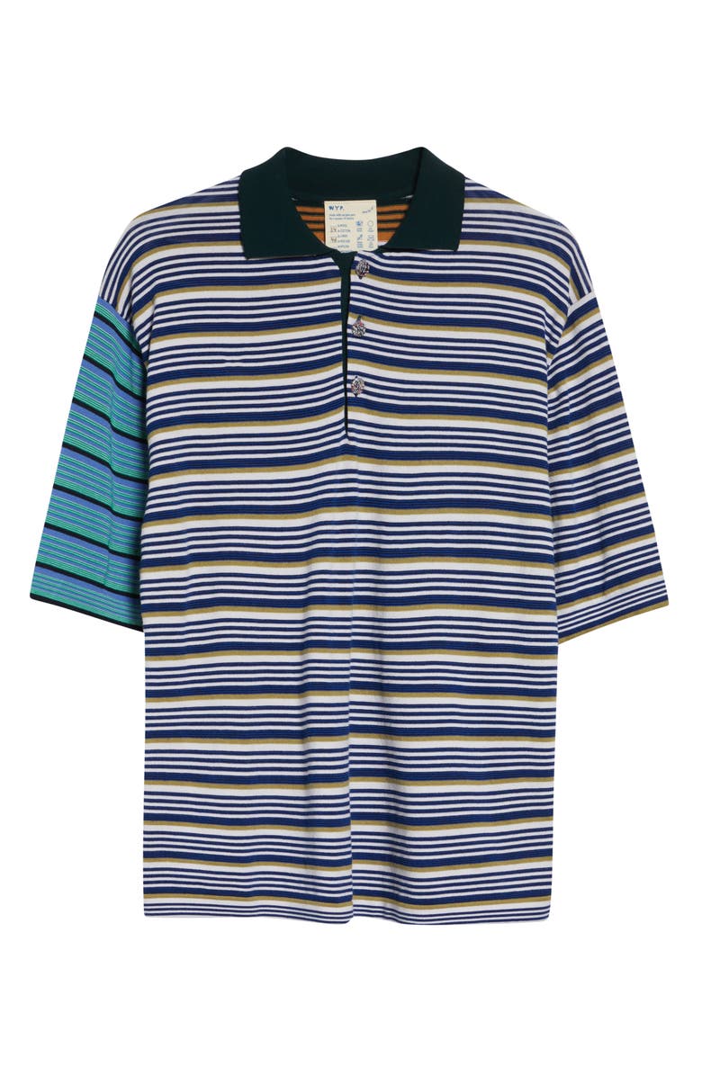 Waste Yarn Project Pico Stripe One of a Kind Polo, Main, color, White Multi