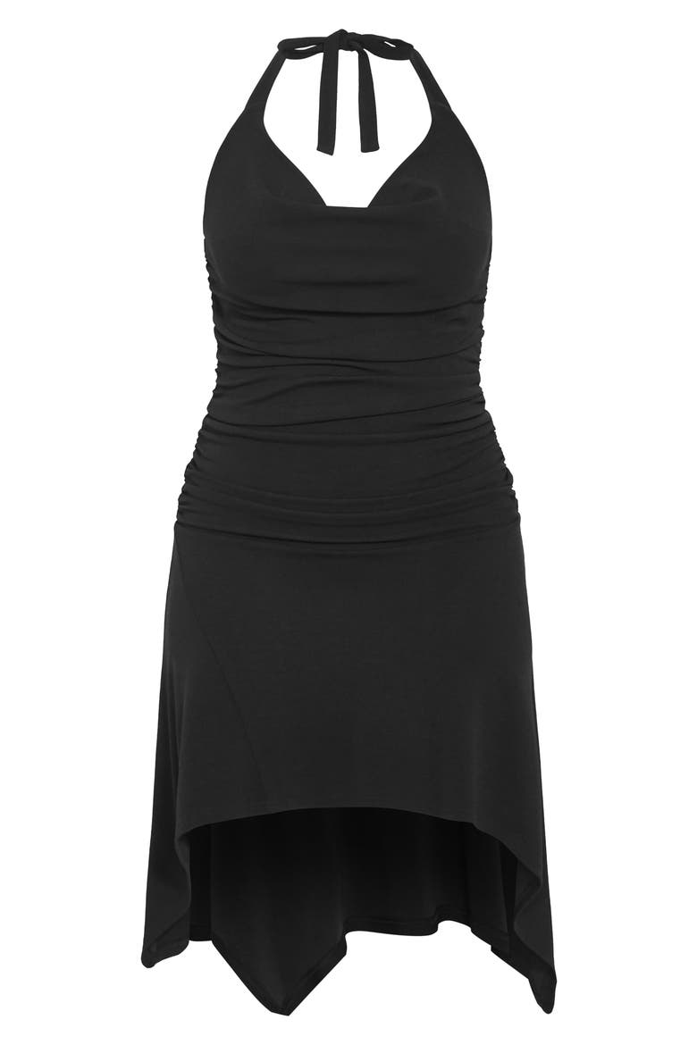 Amber Handkerchief Hem Halter Dress, Alternate, color, BLACK