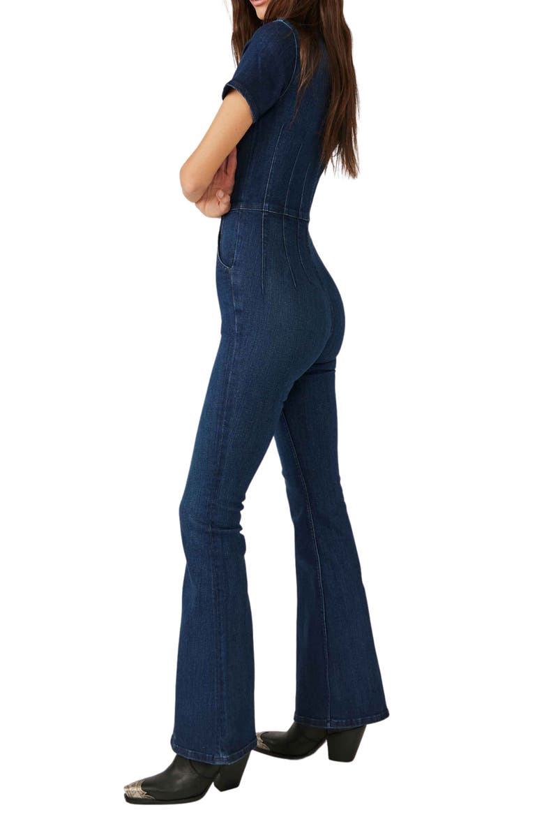 Jayde Denim Flared Jumpsuit, Alternate, color, NIGHT SKY