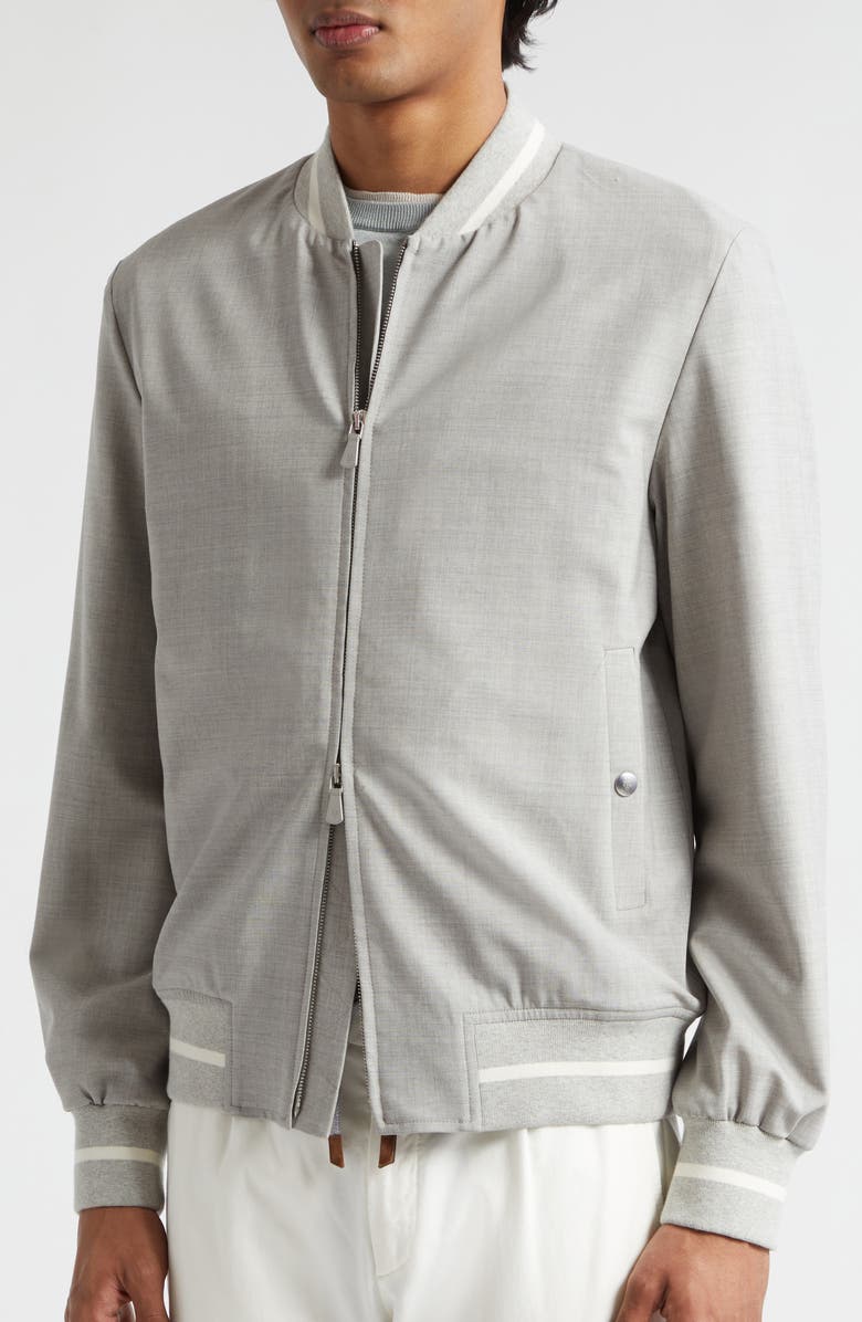 Eleventy Stretch Wool Bomber Jacket, Alternate, color,