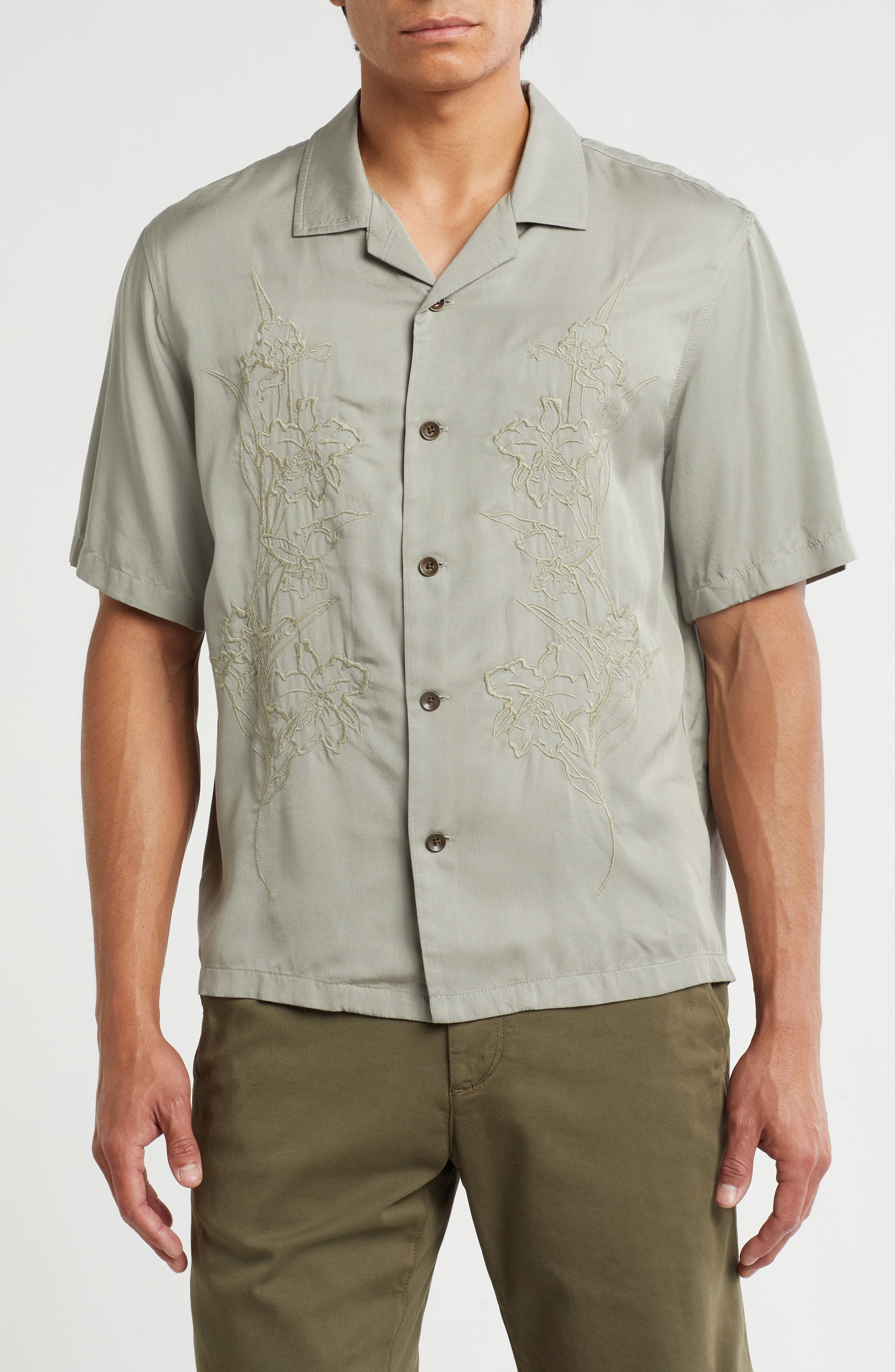 rag & bone Avery Floral Embroidered Camp Shirt