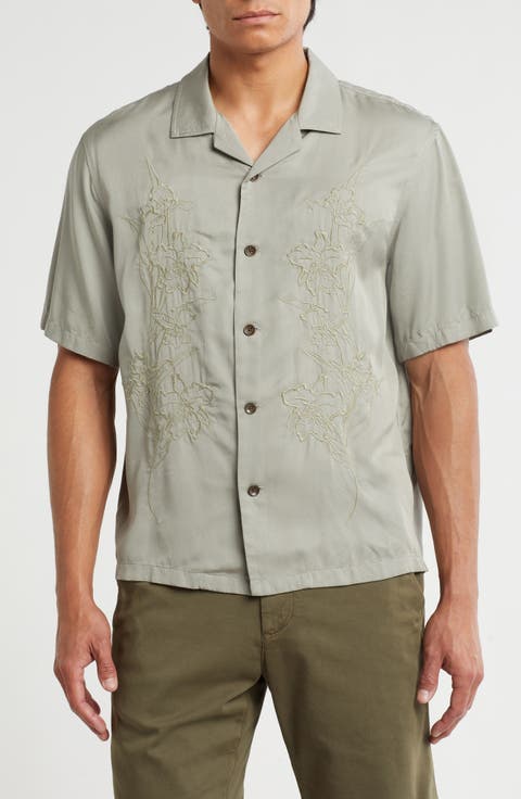 Avery Floral Embroidered Camp Shirt