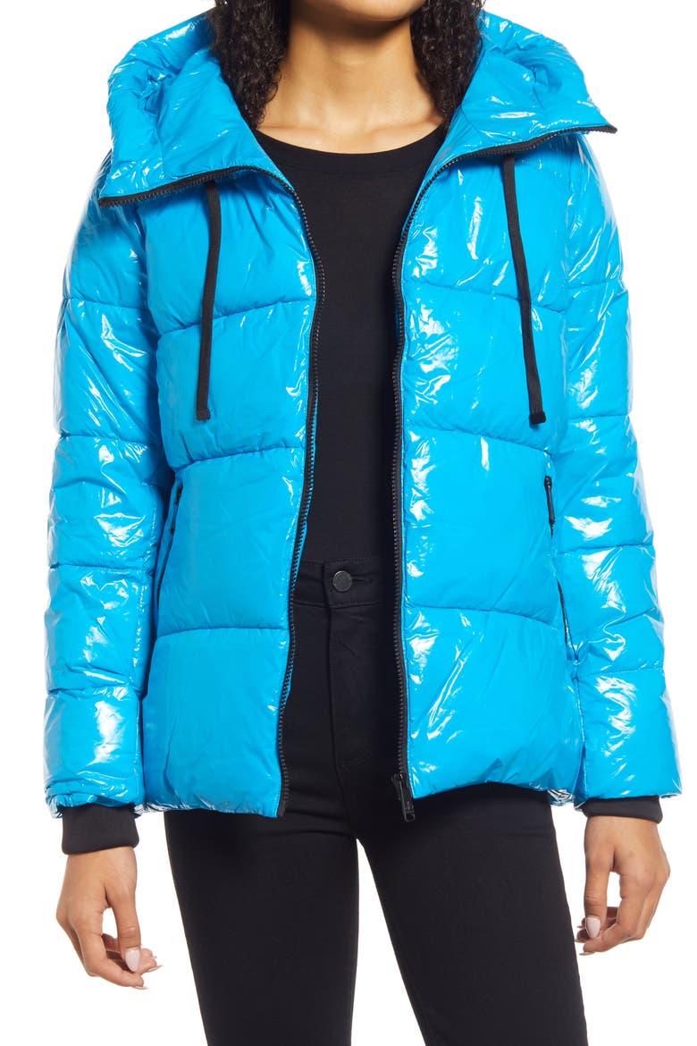 Water Repellent Puffer Jacket, Main, color, AZURE BLUE