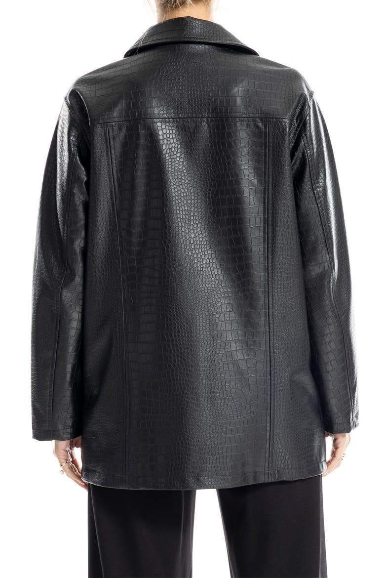 Oversize Croc-Embossed Faux Leather Jacket, Alternate, color, BLACK