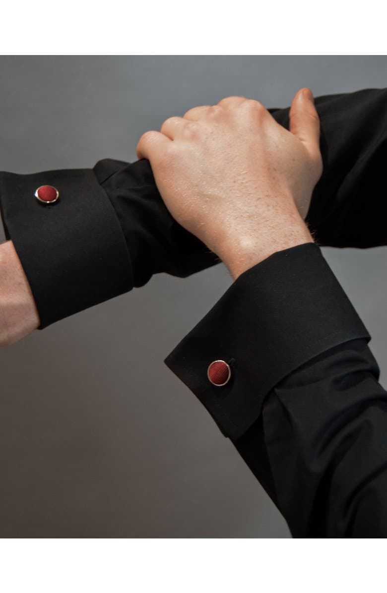 Knottery & Co Twill Silk Cufflinks, Alternate, color, Burgundy