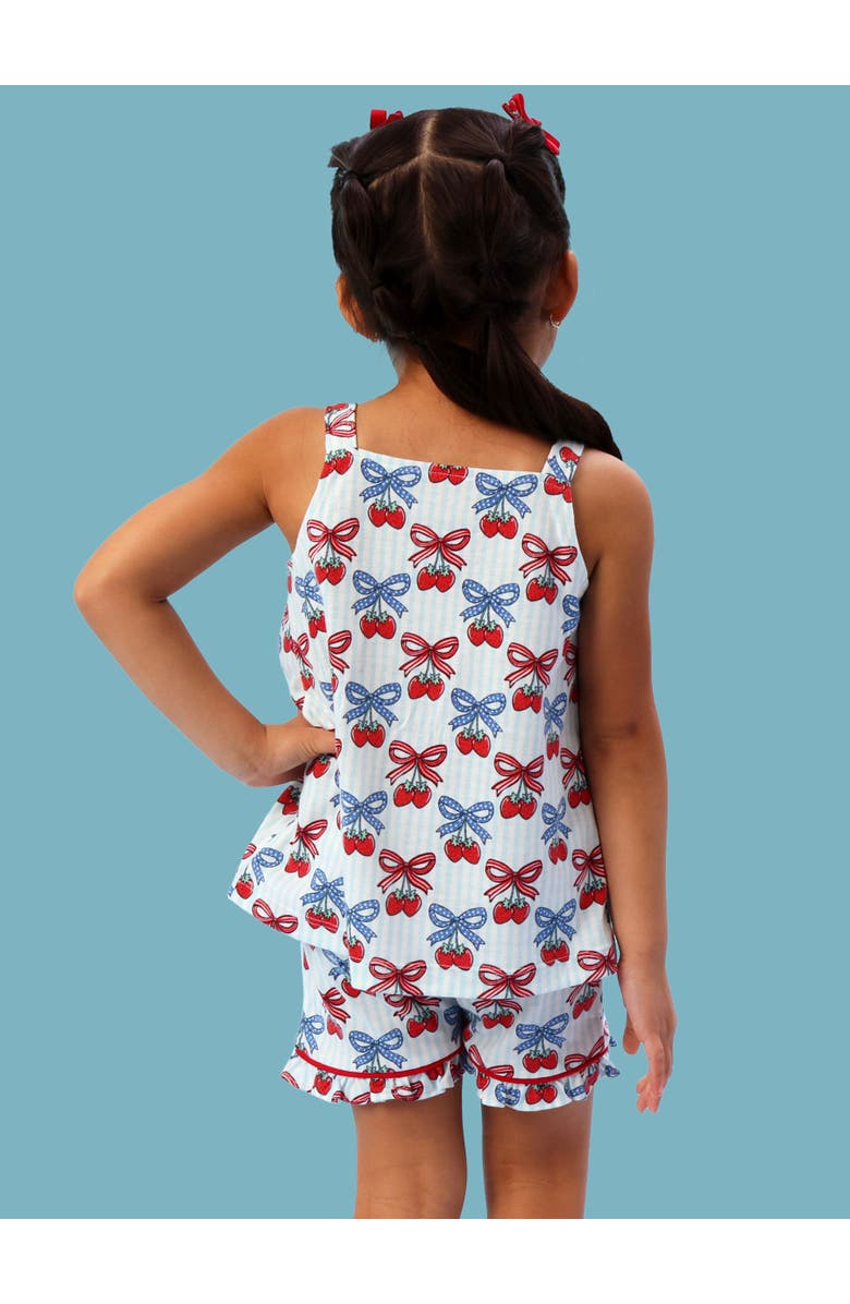 RuffleButts Bow Tank & Short Pajama Set, Alternate, color, Berries & Bows