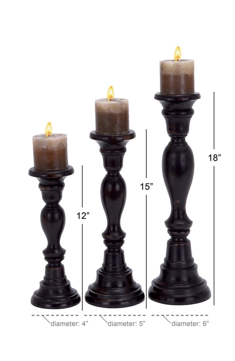SONOMA SAGE HOME Wooden Candle Holder - Set of 3, Alternate, color, Black