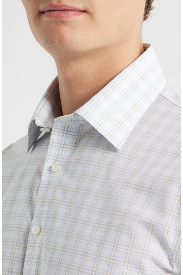 Trim Fit Check Non Iron Cotton Dress Shirt, Alternate, color, LIGHT BLUE RAMOS PLAID