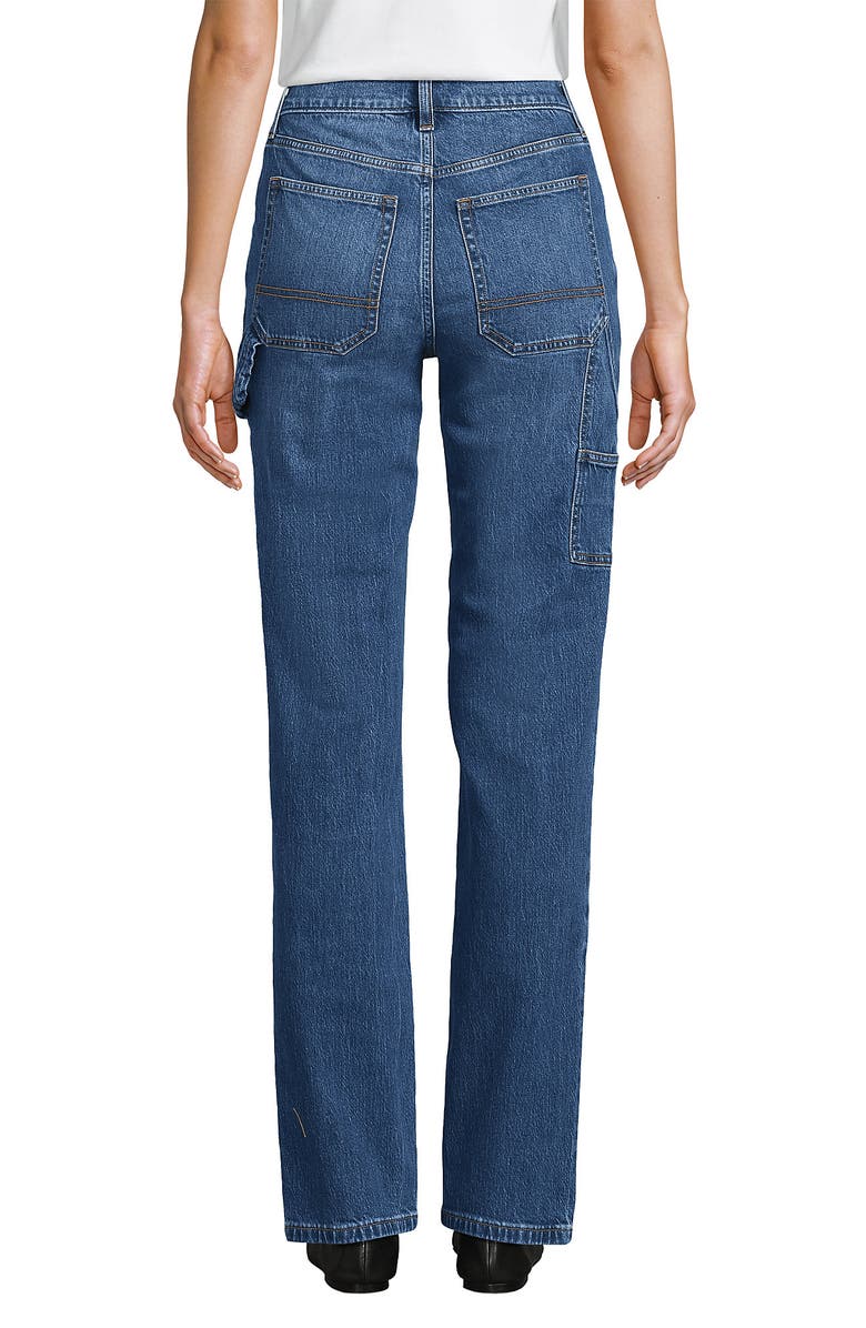 Lands' End Soft Denim High Rise Rail Straight Leg Utility Jeans, Alternate, color, Indigo Tide Blue