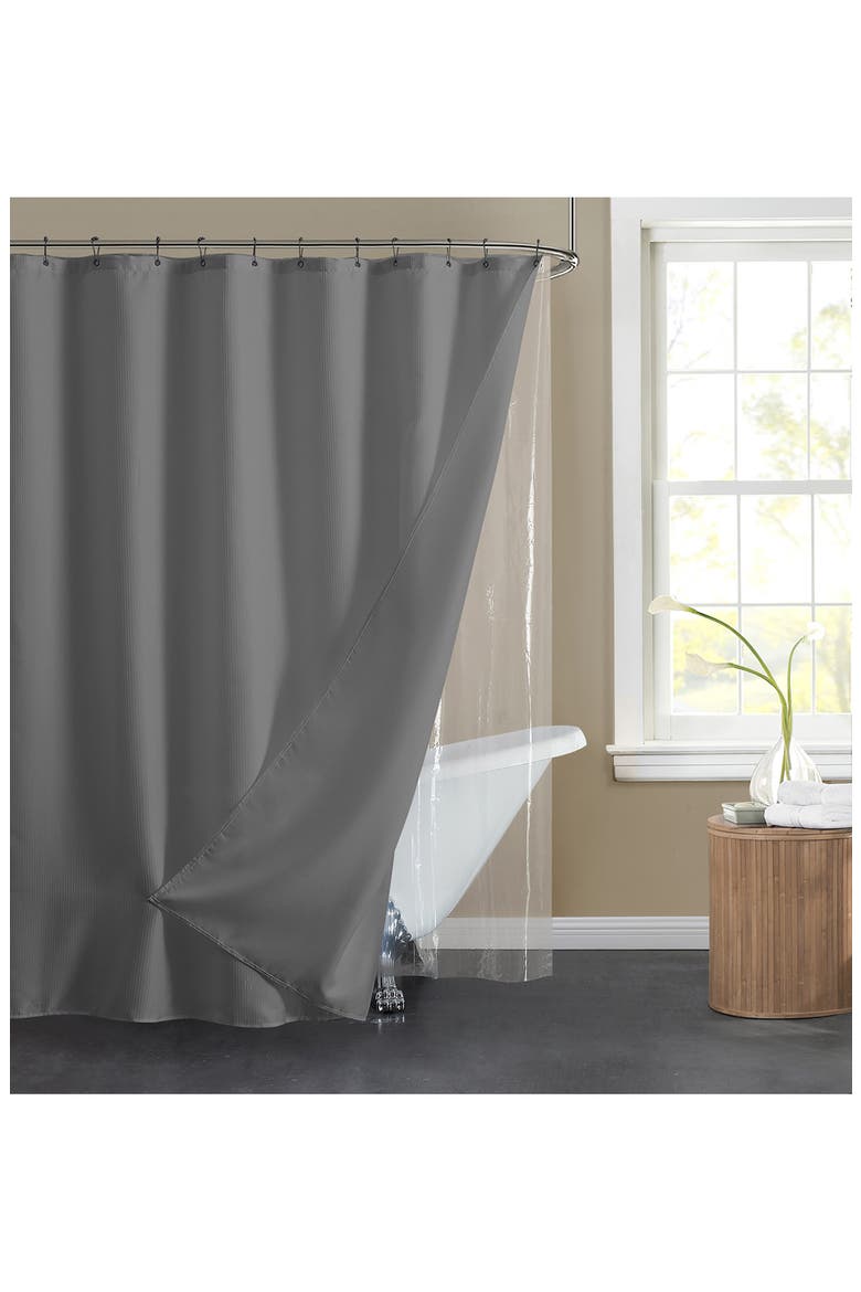 Textured Shower Curtain, Alternate, color, SILVER