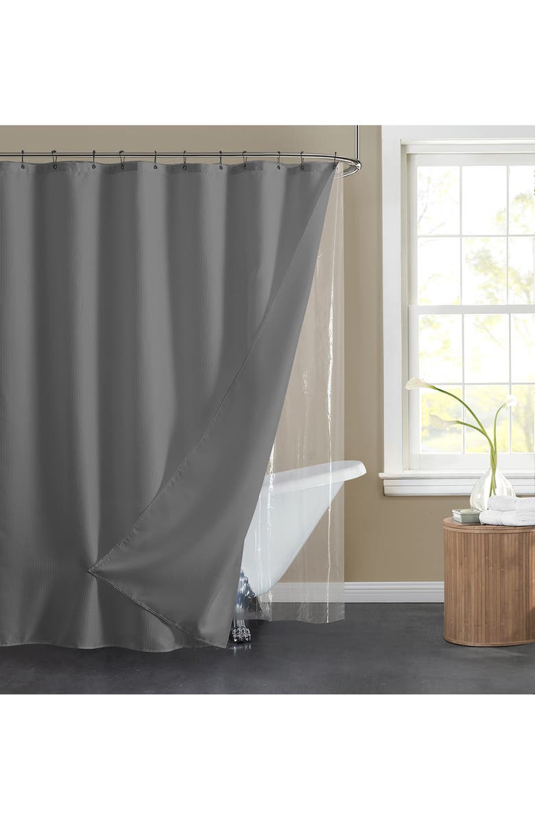 DAINTY HOME Textured Shower Curtain, Alternate, color, Silver