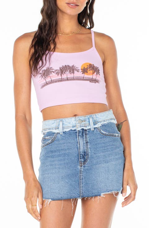 Palm Stripe Rib Crop Camisole