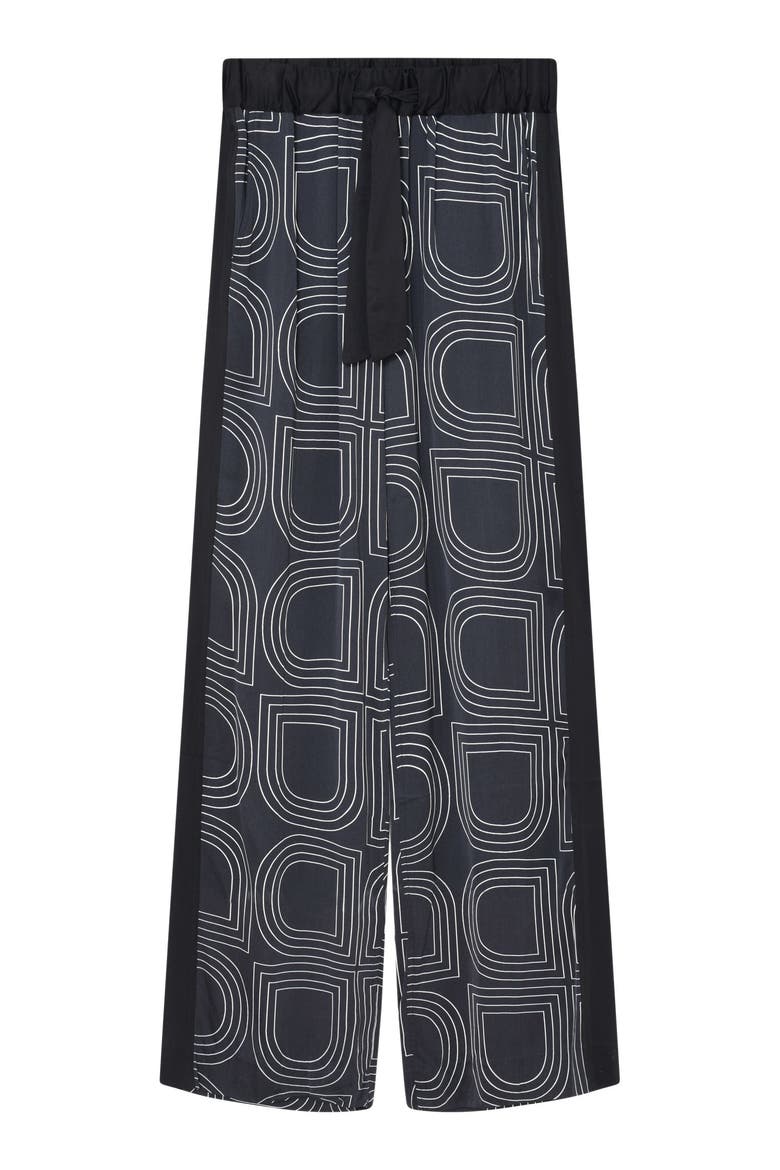 Posey Print Wide Leg Pants, Alternate, color, Black
