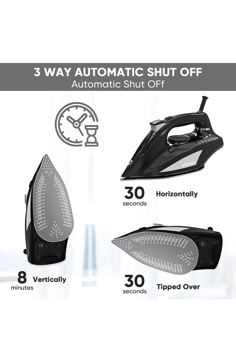 AEMEGO Steam Iron for Clothes, Alternate, color, Black