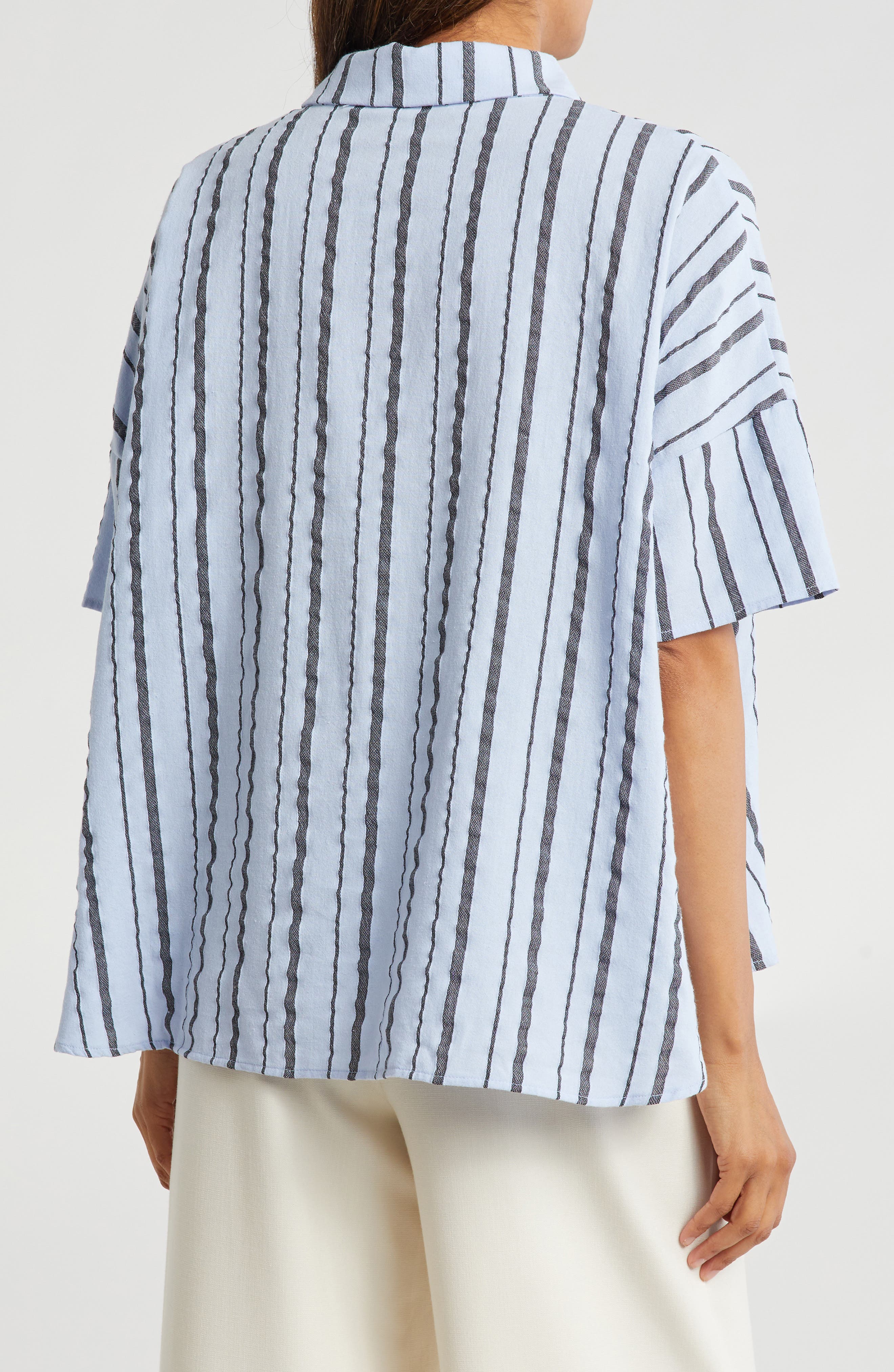 Stripe Short Sleeve Button-Up Shirt - image 4