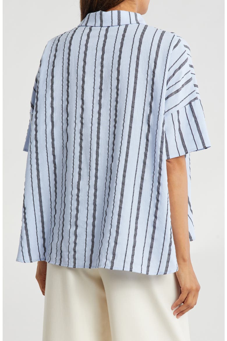Stripe Short Sleeve Button-Up Shirt, Alternate, color, BLUE