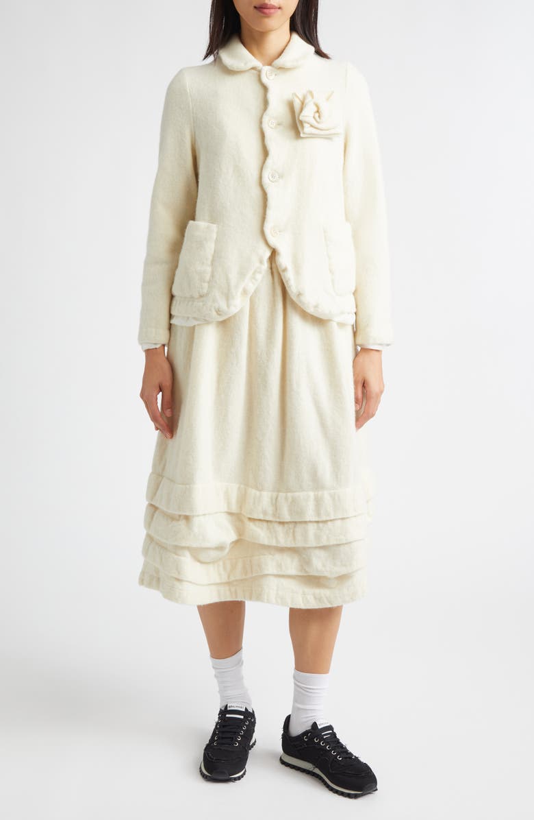 Comme des Garçons Girl Wool Blend Felt Jacket, Alternate, color, Ecru