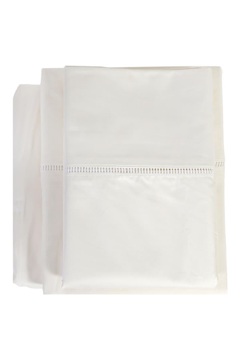 Como Ladder Stitch Cotton Sateen Sheet Set, Main, color, IVORY