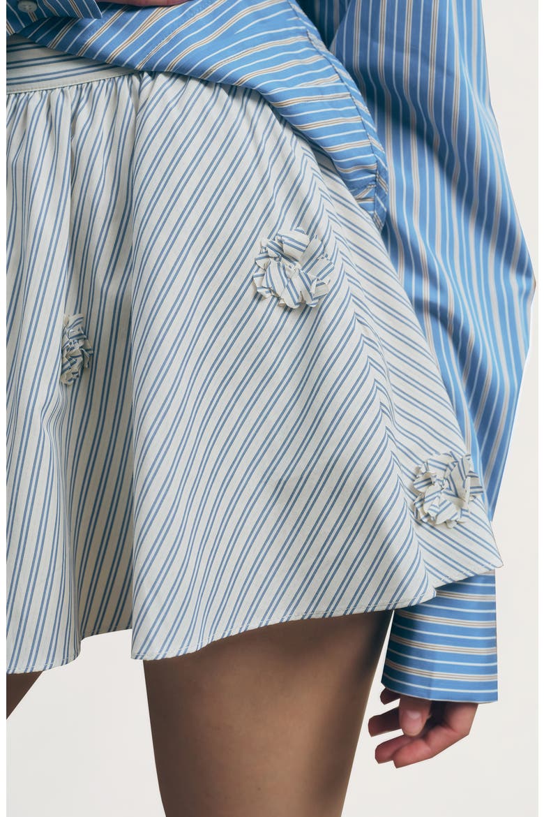 Lou Stripe Cotton Blend Miniskirt, Alternate, color, SAND NAVY STRIPE