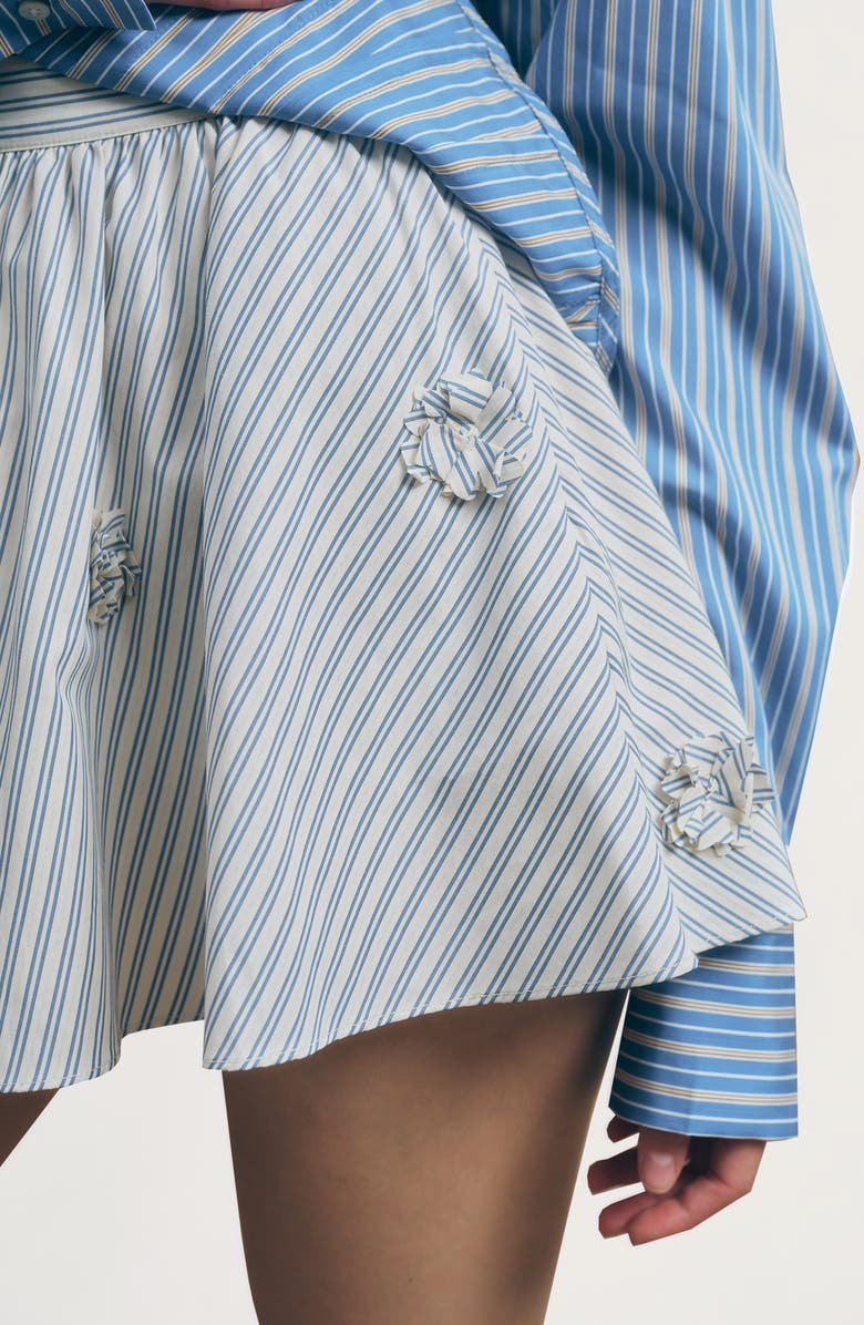 MAUDE CLUB Lou Stripe Cotton Blend Miniskirt, Alternate, color, Sand Navy Stripe