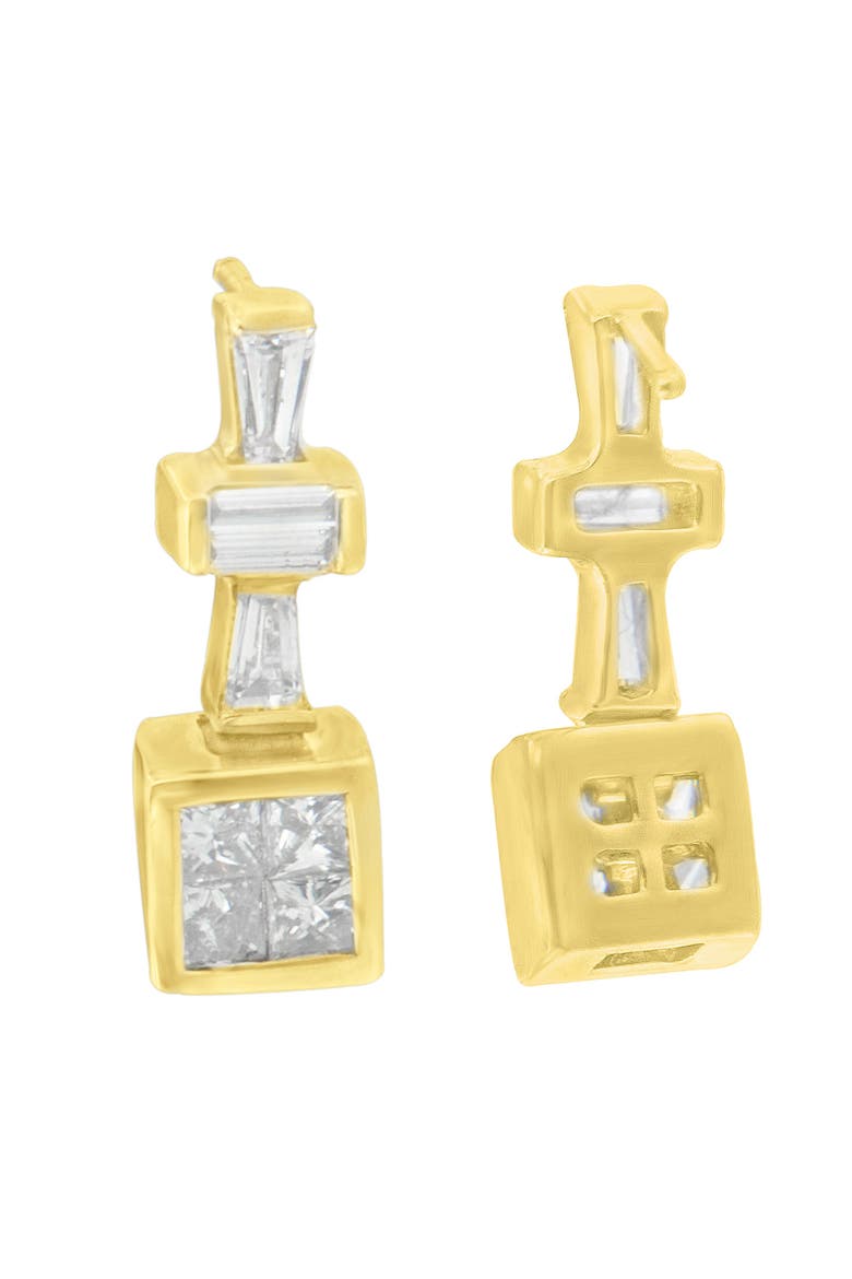 14K Yellow Gold 1 1/3 cttw Diamond Hoop Earrings, Alternate, color, Yellow