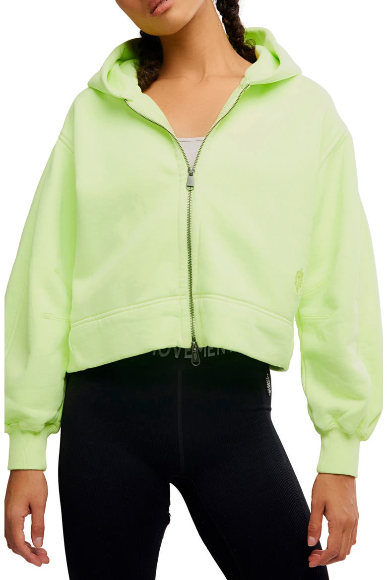 FP Movement A Cut Above Cotton Zip Hoodie, Main, color, SOUR CITRUS