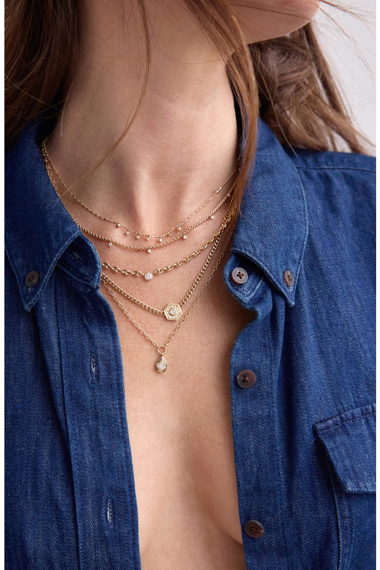 Diamond Charm Necklace, Alternate, color, 14K YELLOW GOLD