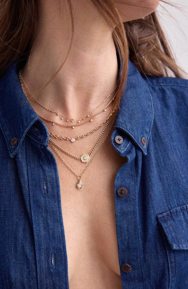 Zoë Chicco Diamond Charm Necklace, Alternate, color, 14K Yellow Gold