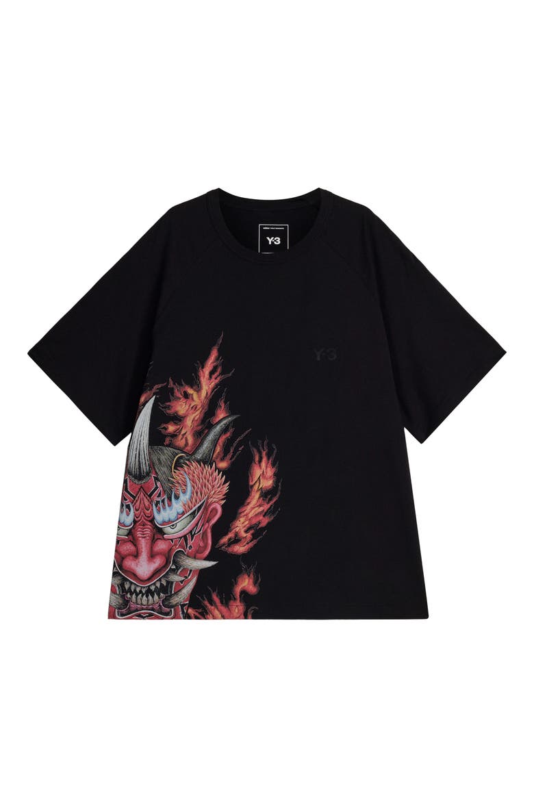 Loose Fit Cotton Graphic T-Shirt, Main, color, BLACK