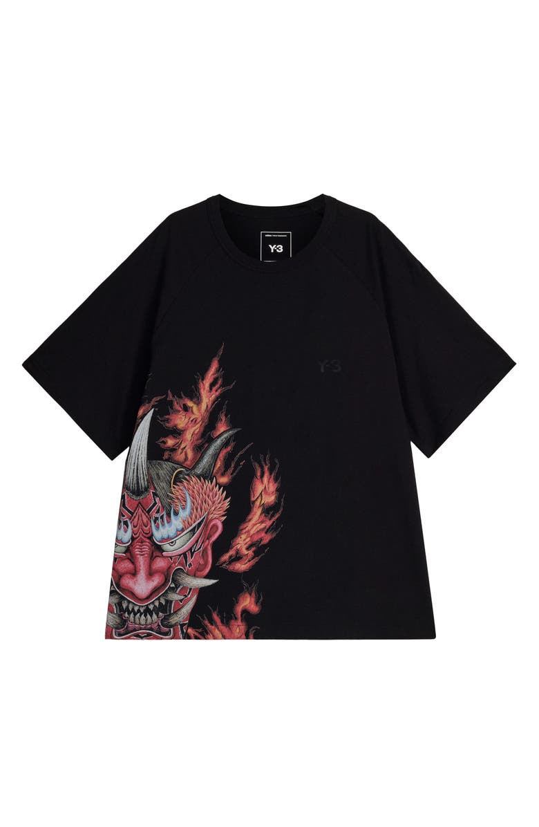 Y-3 Loose Fit Cotton Graphic T-Shirt, Main, color, Black