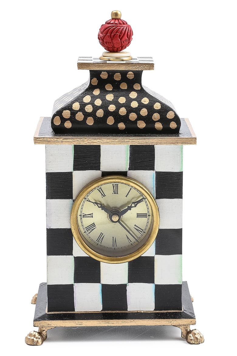 Courtly Check Desk Clock, Main, color, BLACK/ WHITE