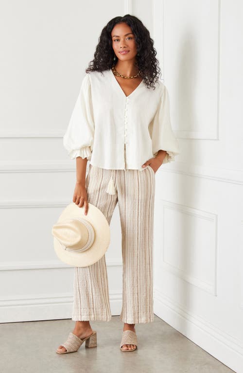 Karen Kane Blouson Sleeve Top In Off White