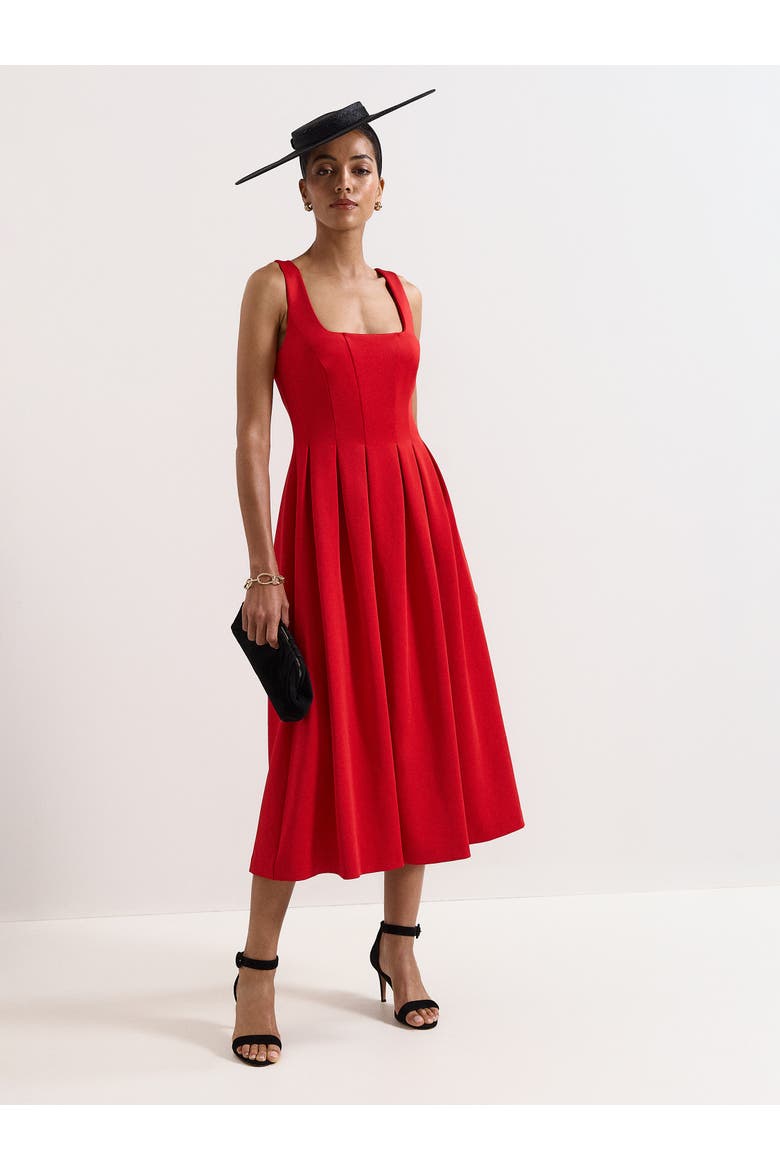 Katie Square-Neck Midi Dress, Main, color, Red