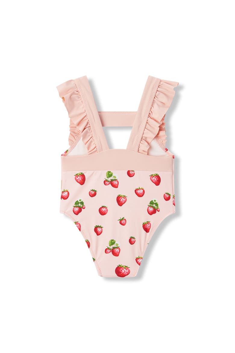 Ruffle Square Neck Swimsuit, Main, color, Strawberry