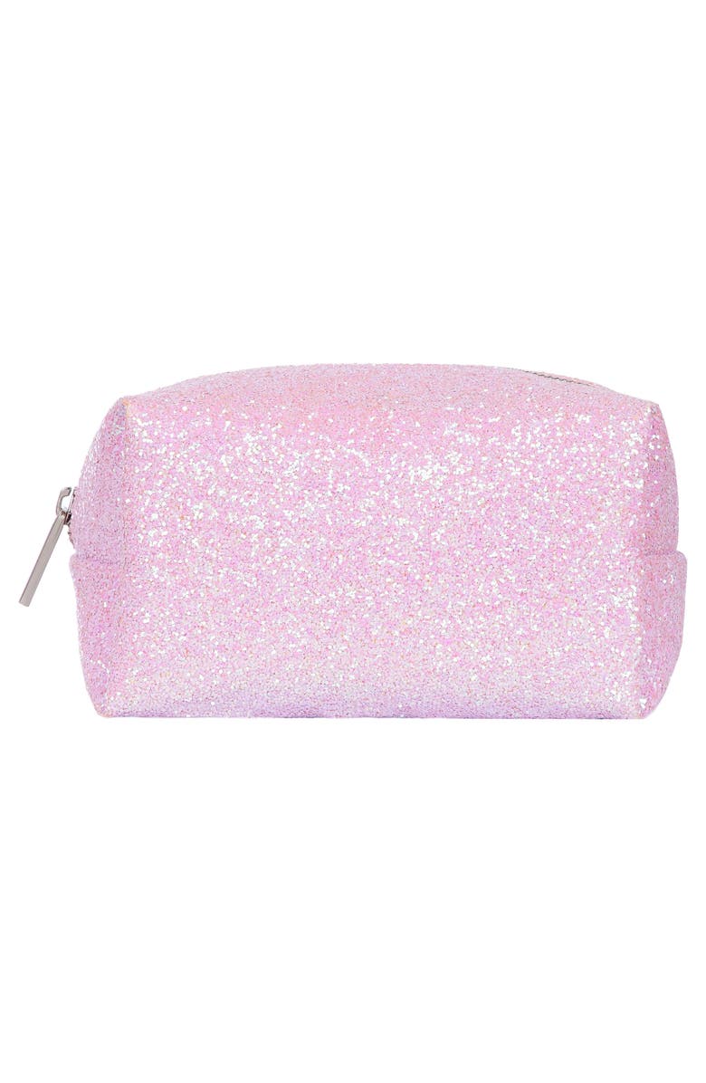 Skinnydip Skinny Dip Pink Glitsy Makeup Bag, Alternate, color,