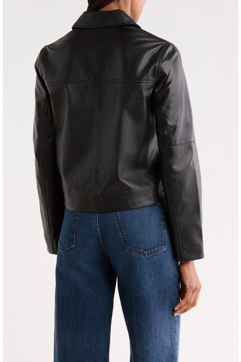 Cass Leather Moto Jacket, Alternate, color, BLACK