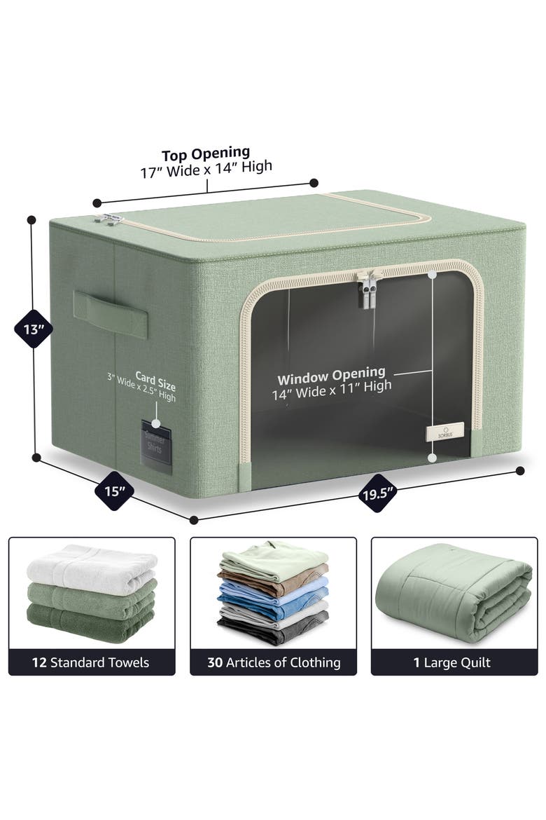 6-Pack Medium Foldable Storage Bins, Alternate, color, TEAL