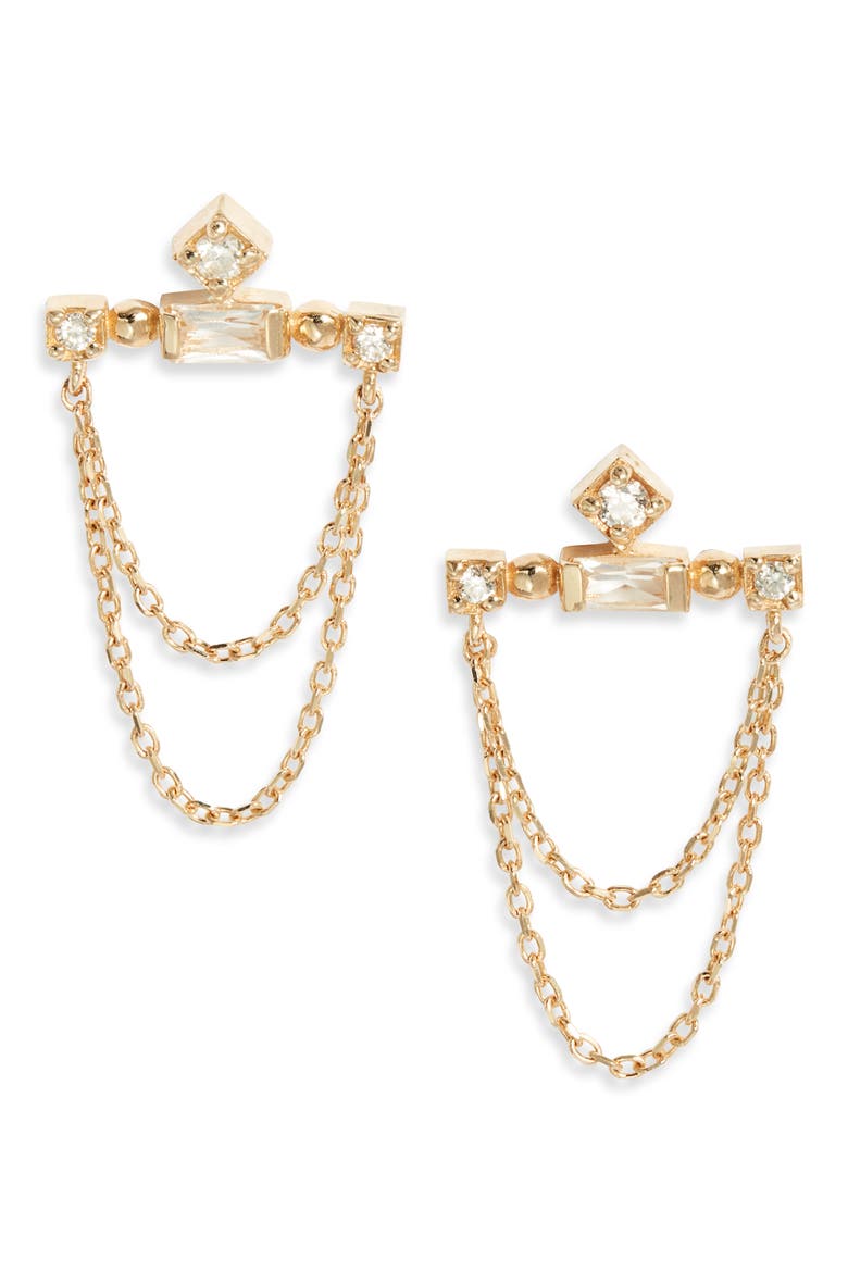 Cléo Bar Chain Drop Earrings, Main, color, YELLOW GOLD
