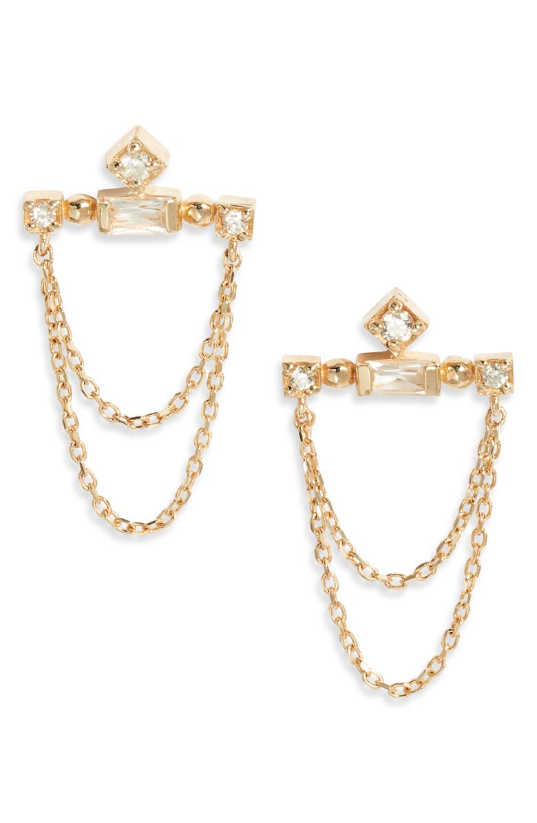 Anzie Cléo Bar Chain Drop Earrings, Main, color, Yellow Gold