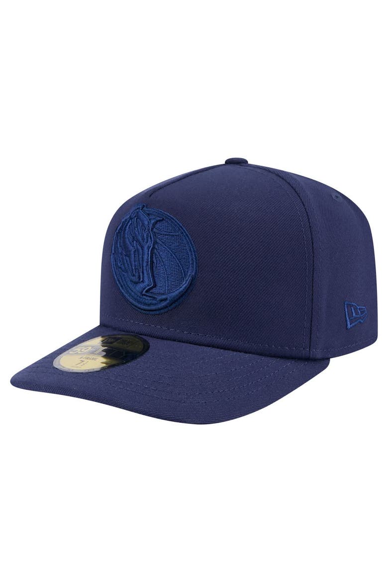 Men's New Era  Navy Dallas Mavericks Colorpack A-Frame Pinch Front 59FIFTY Fitted Hat, Alternate, color, Navy