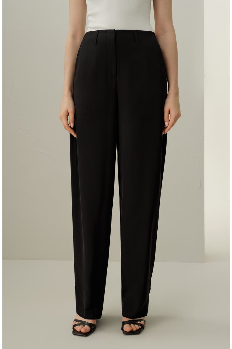 Women's Curved Seam Silk Crepe Pants, Alternate, color, Black