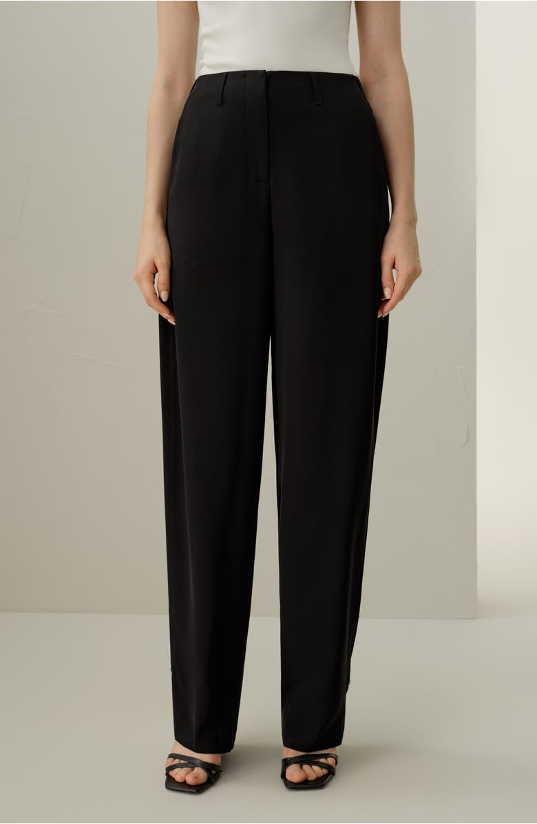 Lilysilk Women's Curved Seam Silk Crepe Pants, Alternate, color, Black