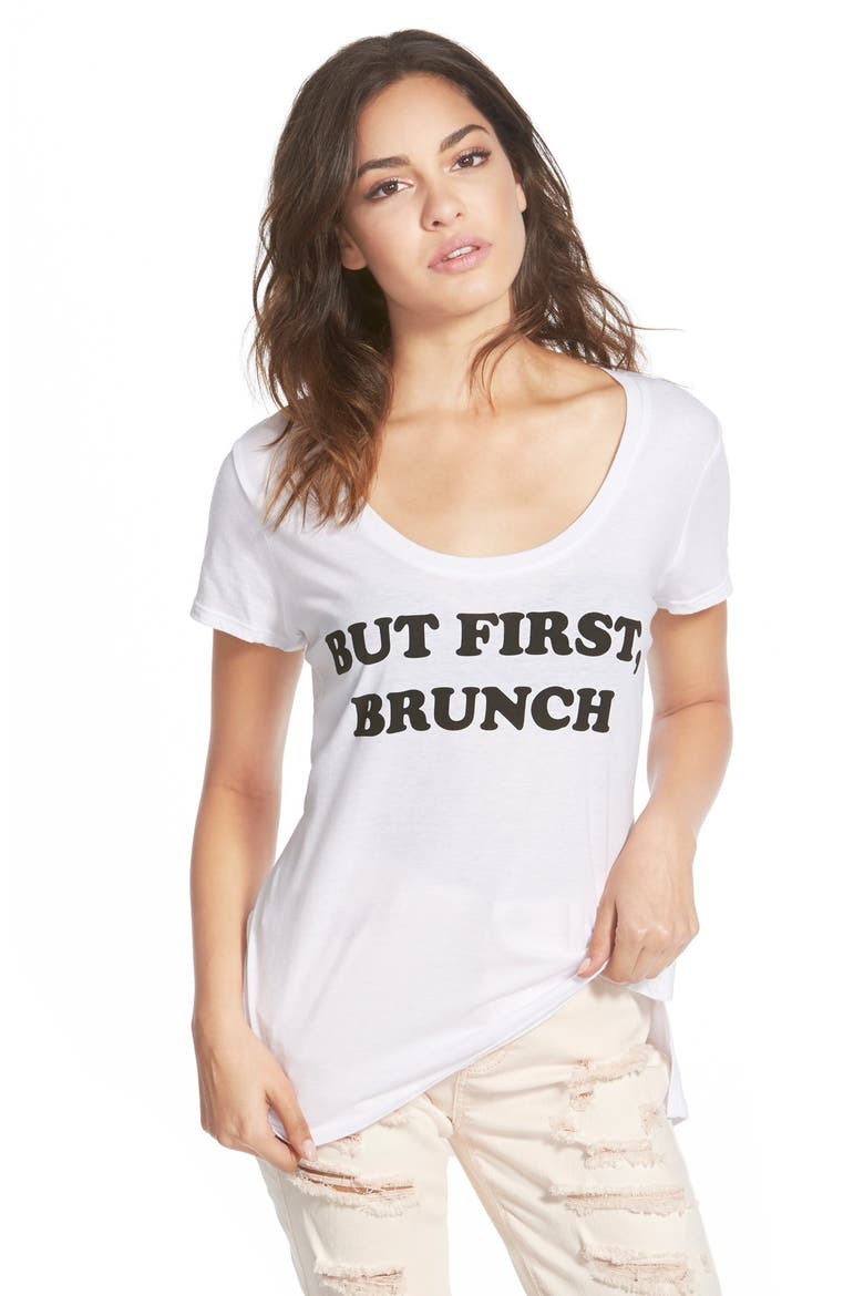 Recycled Karma 'But First, Brunch' Graphic Tee, Main, color, WHITE