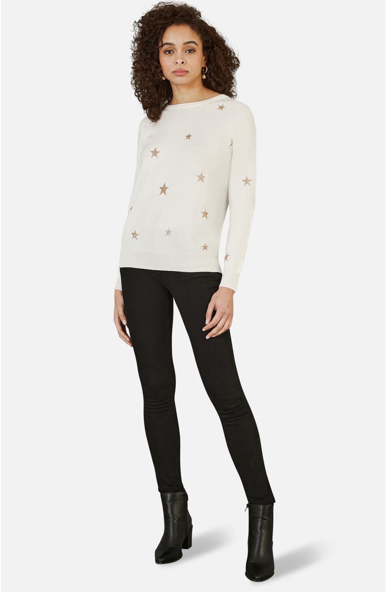 Yumi Foil Star Print Relaxed Fit Sweater, Alternate, color,