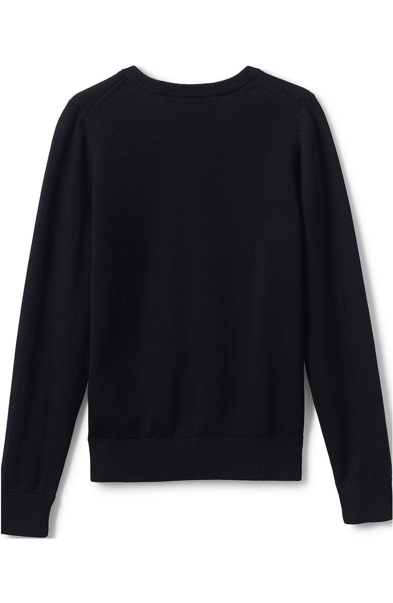 Lands' End School Uniform  Cotton Modal Fine Gauge V-neck Sweater, Alternate, color, Black