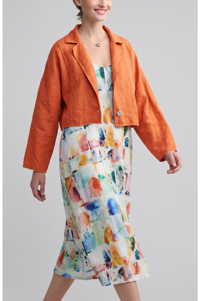 Laras Boxy Linen Short Jacket, Alternate, color, Rust Orange